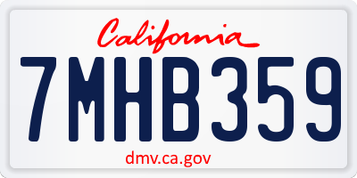 CA license plate 7MHB359
