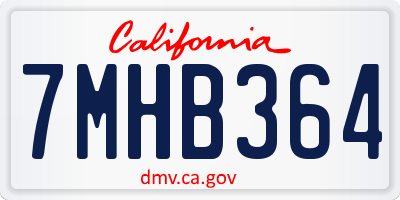 CA license plate 7MHB364