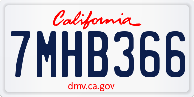 CA license plate 7MHB366