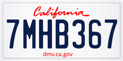 CA license plate 7MHB367
