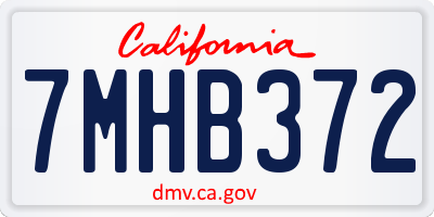CA license plate 7MHB372