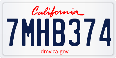 CA license plate 7MHB374