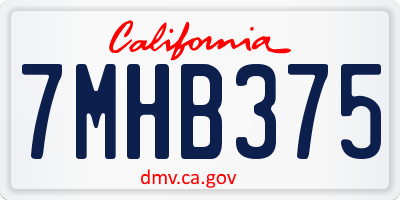 CA license plate 7MHB375