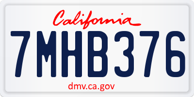 CA license plate 7MHB376