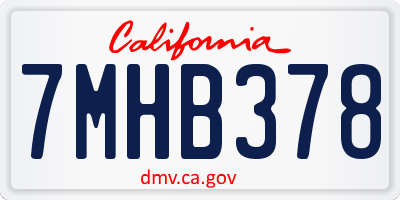 CA license plate 7MHB378