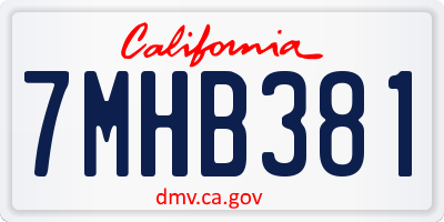 CA license plate 7MHB381