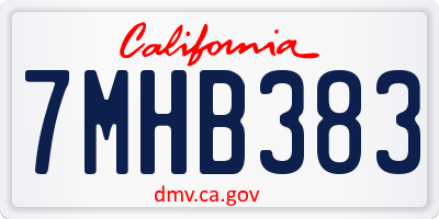 CA license plate 7MHB383