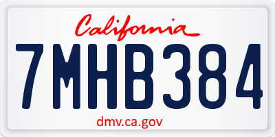 CA license plate 7MHB384