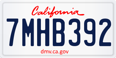 CA license plate 7MHB392