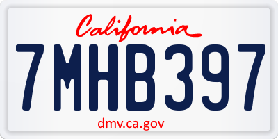 CA license plate 7MHB397
