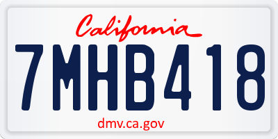 CA license plate 7MHB418