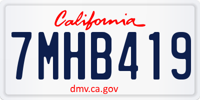 CA license plate 7MHB419