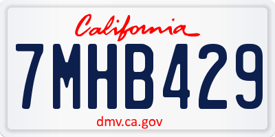 CA license plate 7MHB429