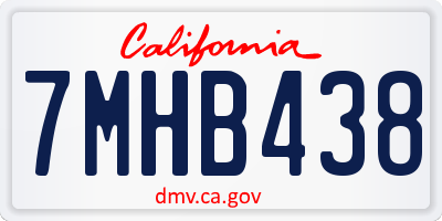 CA license plate 7MHB438