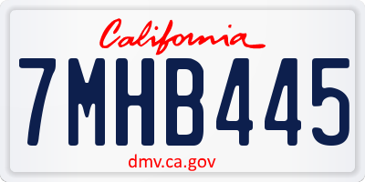 CA license plate 7MHB445
