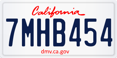 CA license plate 7MHB454