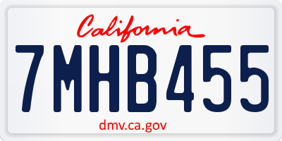 CA license plate 7MHB455