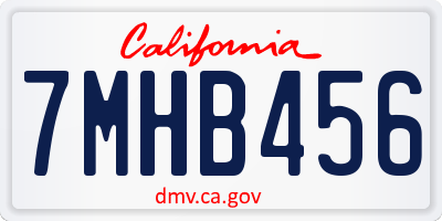 CA license plate 7MHB456
