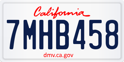 CA license plate 7MHB458