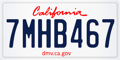 CA license plate 7MHB467