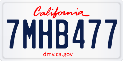 CA license plate 7MHB477