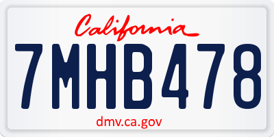 CA license plate 7MHB478