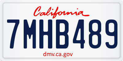 CA license plate 7MHB489