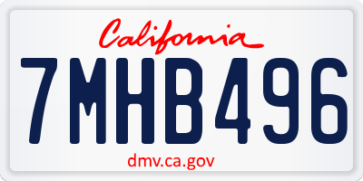 CA license plate 7MHB496