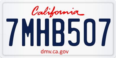 CA license plate 7MHB507