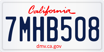 CA license plate 7MHB508