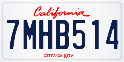 CA license plate 7MHB514