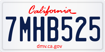 CA license plate 7MHB525