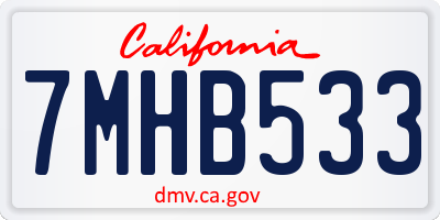 CA license plate 7MHB533