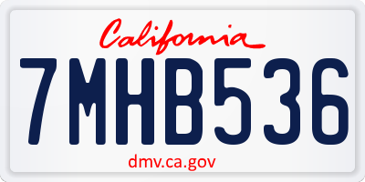 CA license plate 7MHB536