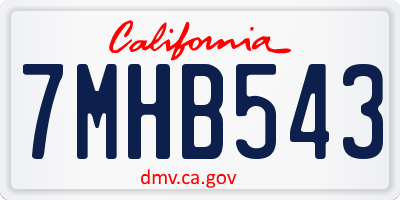 CA license plate 7MHB543