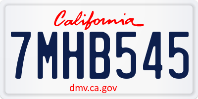 CA license plate 7MHB545