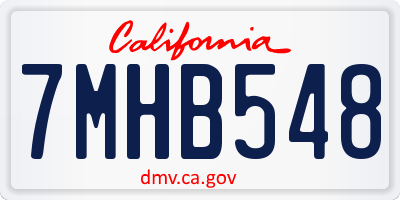 CA license plate 7MHB548