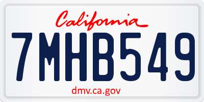 CA license plate 7MHB549