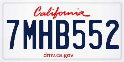 CA license plate 7MHB552