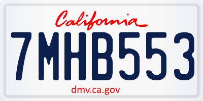 CA license plate 7MHB553