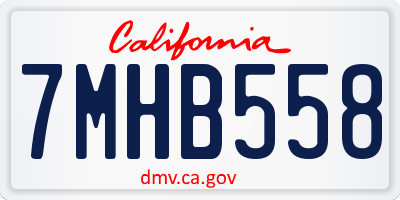 CA license plate 7MHB558