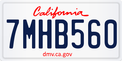 CA license plate 7MHB560
