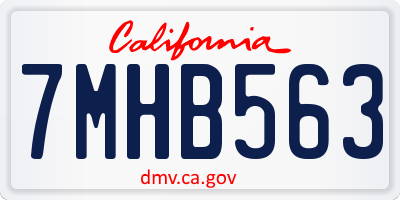 CA license plate 7MHB563