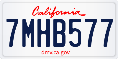 CA license plate 7MHB577
