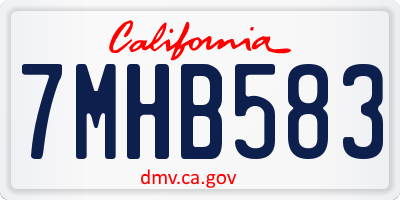 CA license plate 7MHB583