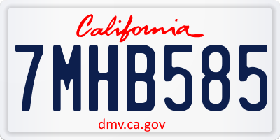 CA license plate 7MHB585