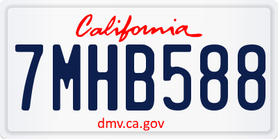 CA license plate 7MHB588