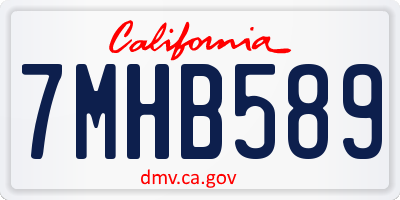 CA license plate 7MHB589