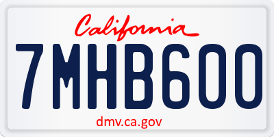 CA license plate 7MHB600
