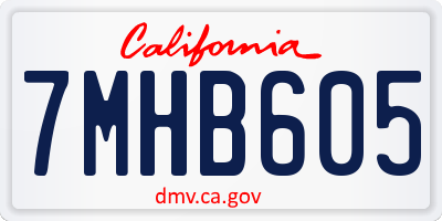 CA license plate 7MHB605